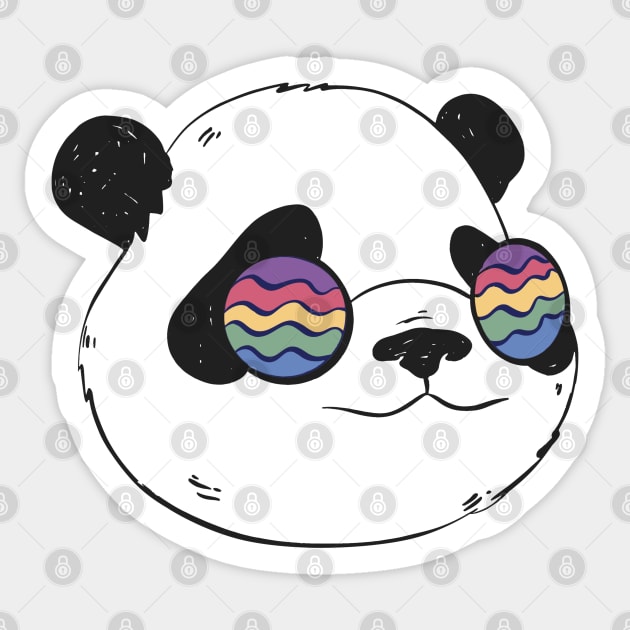 Hippie Panda Sticker by Bruno Pires